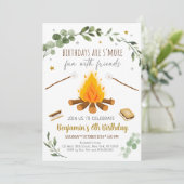 ズモーレスキャンピングキャンプファイアボンファイア誕生日 招待状 (スタンド正面)