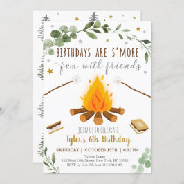 ズモーレスキャンピングキャンプファイアボンファイア誕生日 招待状