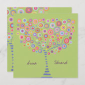 ズライム結婚グリーンサークルツリーレトロ招待状 招待状 (正面/裏面)