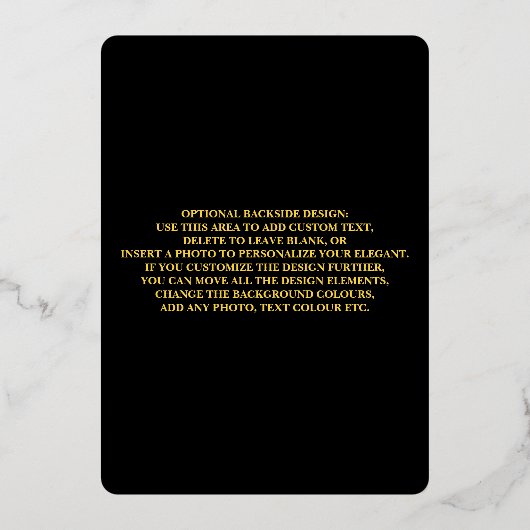 ズラグジュアリー結婚招待状ゴールドフォイルテンプレート 箔招待状 (裏面)