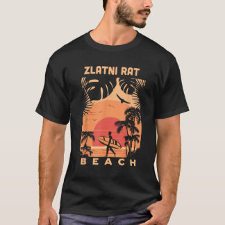 ズラトニ・ラトビーチの夕日 楽しい夏のバケーション ヴィンテージソー Tシャツ