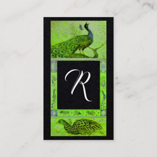 ズラブピーコ結婚ックモノグラムグリーンブラック紙 名刺 (裏面)