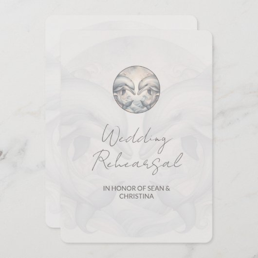 ズリハ結婚ーサルディナー招待状ドルフィンテーマ 招待状 (正面/裏面)