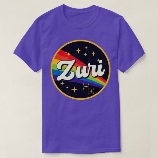 ズリレインボーイン宇宙ヴィンテージスタイル Tシャツ (デザイン正面)
