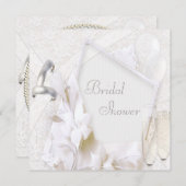 ズリングや輪結婚&シャンパングラスブライダルシャワー 招待状 (正面/裏面)