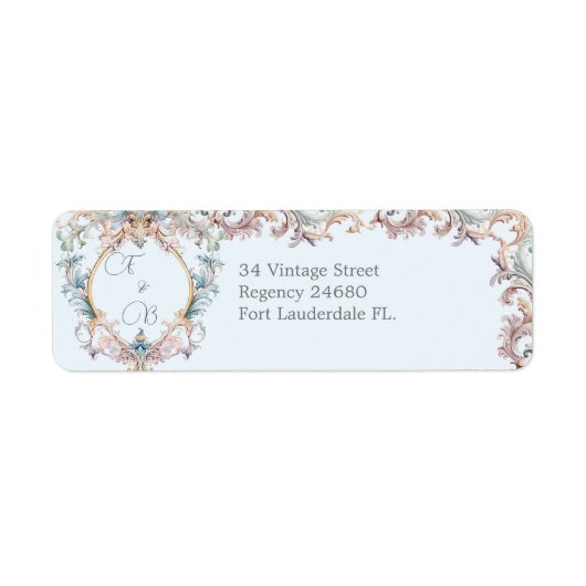 ズリージェンシー結婚モノグラムクレストヴィンテージテーマ ラベル (正面)