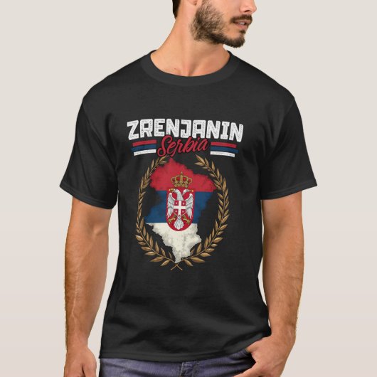 ズレニャニン セルビア 旅行 セルビア国旗 地図 スルビヤ Tシャツ (正面)
