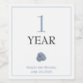 ズワイン結婚ボトルラベルアジサイほこりっぽいブルー ワインラベル (シングルラベル)