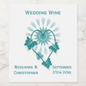 ズワイ結婚ンラベルティール(緑がかった色)蝶ハート ワインラベル (シングルラベル)