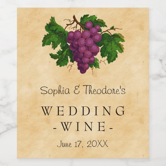 ズワ結婚インエレガントヴィンテージ紫ブカスタムウ ワインラベル (シングルラベル)