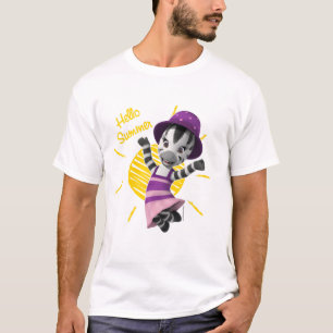 ズーのこんにちは夏の愛らしい女の子のシマウマ Tシャツ
