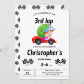 ズーミングレーサー誕生日招待状 招待状 (正面/裏面)