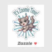 ズーミー・タイムかわいいグレーと白猫 シール (シート)