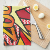 ズームおもしろいレトロ漫画ブックアーポップ・アートのト キッチンタオル (四つ折り)