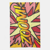 ズームおもしろいレトロ漫画ブックアーポップ・アートのト キッチンタオル (縦)