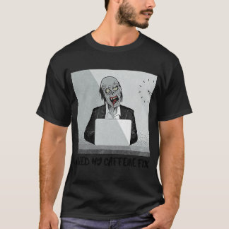 ズーム授業中のゾンビ 眠いのでコーヒーカフェインが欲しい Tシャツ