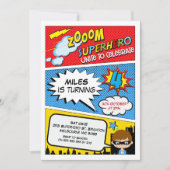 ズーム漫画スーパーヒーロー4th誕生日招待状 招待状 (正面)