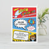 ズーム漫画スーパーヒーロー4th誕生日招待状 招待状 (スタンド正面)