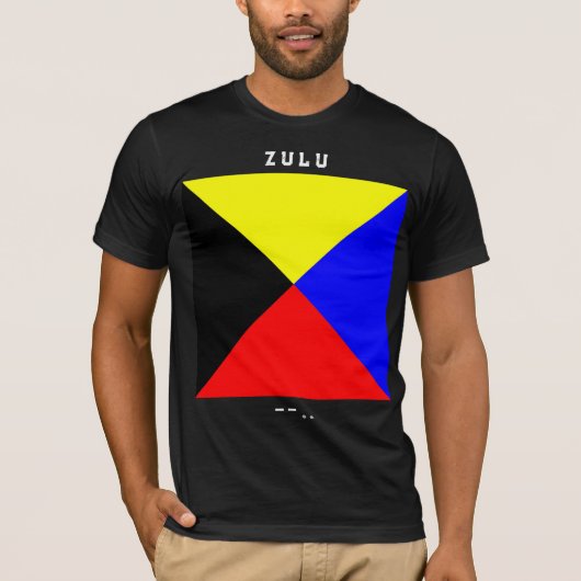 ズールー信号旗モールス符号海事デザイン Tシャツ (正面)