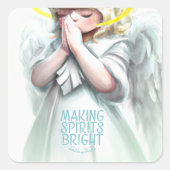 ズ祈小さな女の子エンジェルウィングスタイポグラフィ スクエアシール (正面)