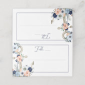 ズ結婚いかりネイビー航海のブルーピーチフローラ プレイスカード (外部開封)