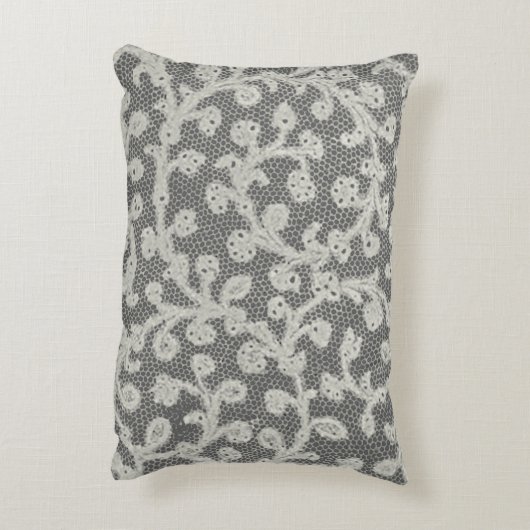 ズ結婚アンティークレースリネンホワイトクラシックかわいらし アクセントクッション (裏面(縦))