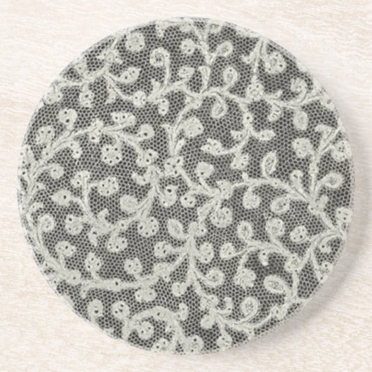 ズ結婚アンティークレースリネンホワイトクラシックかわいらし コースター (正面)