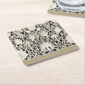 ズ結婚アンティークレースリネンホワイトクラシックかわいらし スクエアペーパーコースター (アングル)