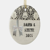 ズ結婚アンティークレースリネンホワイトクラシックかわいらし セラミックオーナメント (右)