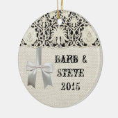 ズ結婚アンティークレースリネンホワイトクラシックかわいらし セラミックオーナメント (左)