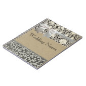 ズ結婚アンティークレースリネンホワイトクラシックかわいらし ノートブック (左側)