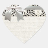ズ結婚アンティークレースリネンホワイトクラシックかわいらし ハートシール (正面)