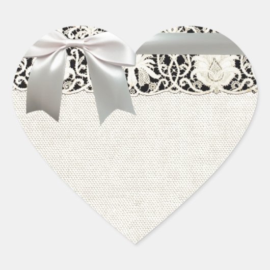 ズ結婚アンティークレースリネンホワイトクラシックかわいらし ハートシール (正面)