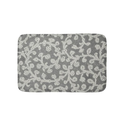 ズ結婚アンティークレースリネンホワイトクラシックかわいらし バスマット (正面)