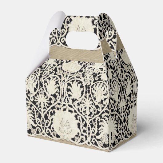 ズ結婚アンティークレースリネンホワイトクラシックかわいらし フェイバーボックス (裏面サイド)