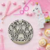 ズ結婚アンティークレースリネンホワイトクラシックかわいらし ペーパープレート (パーティー)