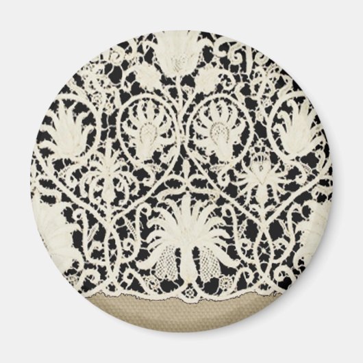 ズ結婚アンティークレースリネンホワイトクラシックかわいらし マグネット (正面)