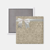 ズ結婚アンティークレースリネンホワイトクラシックかわいらし マグネット (正面/裏面)