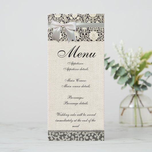ズ結婚アンティークレースリネンホワイトクラシックかわいらし メニュー (スタンド正面)