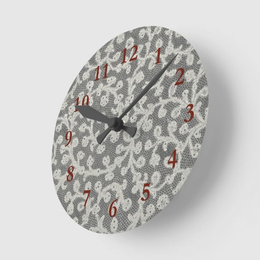 ズ結婚アンティークレースリネンホワイトクラシックかわいらし ラウンド壁時計 (傾斜)