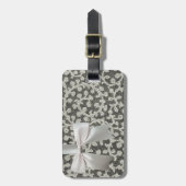 ズ結婚アンティークレースリネンホワイトクラシックかわいらし ラゲッジタグ (正面縦)