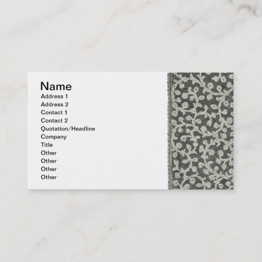 ズ結婚アンティークレースリネンホワイトクラシックかわいらし 名刺 (正面)