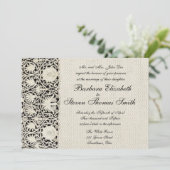 ズ結婚アンティークレースリネンホワイトクラシックかわいらし 招待状 (スタンド正面)