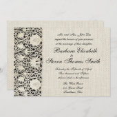 ズ結婚アンティークレースリネンホワイトクラシックかわいらし 招待状 (正面/裏面)