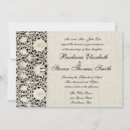 ズ結婚アンティークレースリネンホワイトクラシックかわいらし 招待状