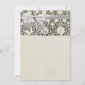 ズ結婚アンティークレースリネンホワイトクラシックかわいらし 招待状 (裏面)