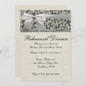 ズ結婚アンティークレースリネンホワイトクラシックかわいらし 招待状 (正面/裏面)