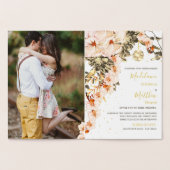 ズ結婚ゴールドフォイルフローラディスコエレガント招待状 箔カード (内部)