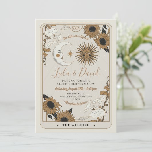 ズ結婚タロットムーンサンスターズザラバーズ招待状 招待状 (スタンド正面)