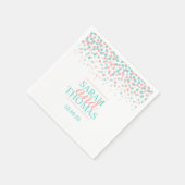 ズ結婚ット紙吹雪サンゴティール(緑がかった色)カスタムナプキン スタンダードカクテルナプキン (角)